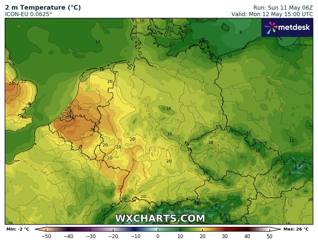 Temperaturprognose Deutschland heute - Höchstwert