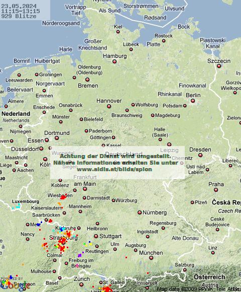 Gewitterradar - Blitzradar - Anzahl der Blitze