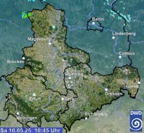 Regenradar Deutschland Ost Leipzig, Cottbus, Dresden, Gera, Erfurt