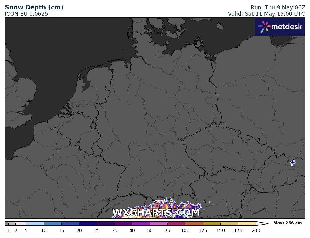 Schneeprognose Deutschland - Schneehöhe der kommenden 48 Stunden